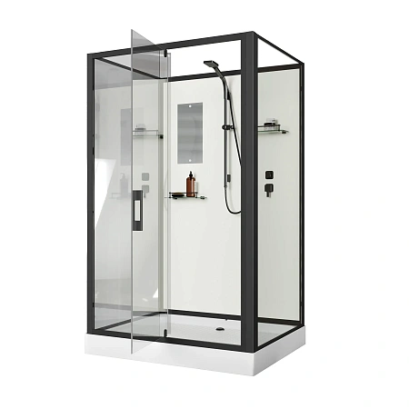 Душевая кабина Niagara Standart ST100/80/15Q/BL/BK (100х80х200) прямоугольник, поддон 15см, распашная, профиль черный, без крыши Душевая кабина Niagara Standart ST100/80/15Q/BL/BK (100х80х200) прямоугольник, поддон 15см, распашная, профиль черный, без крыши