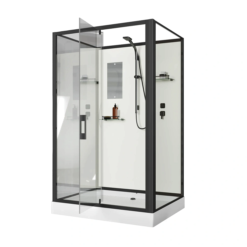 Душевая кабина Niagara Standart ST100/80/15Q/BL/BK (100х80х200) прямоугольник, поддон 15см, распашная, профиль черный, без крыши — Изображение 2