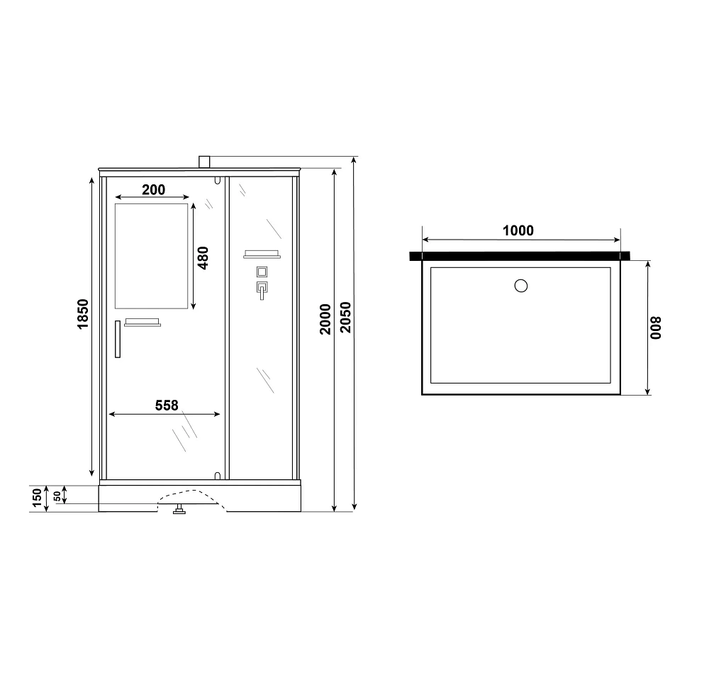 Душевая кабина Niagara Standart ST100/80/15Q/BL/BK (100х80х200) прямоугольник, поддон 15см, распашная, профиль черный, без крыши — Изображение 11
