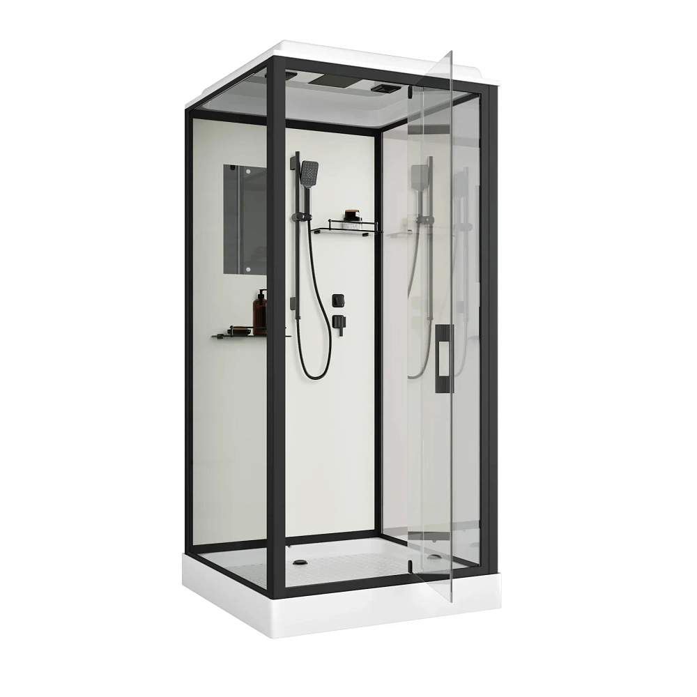 Душевая кабина Niagara Standart ST80/15Q/BL (80х80х215) квадрат, поддон 15см, распашная, профиль черный — Изображение 2