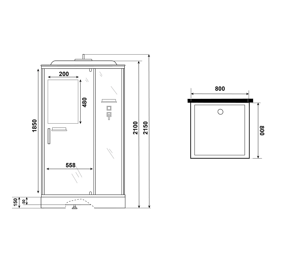 Душевая кабина Niagara Standart ST80/15Q/BL (80х80х215) квадрат, поддон 15см, распашная, профиль черный — Изображение 11