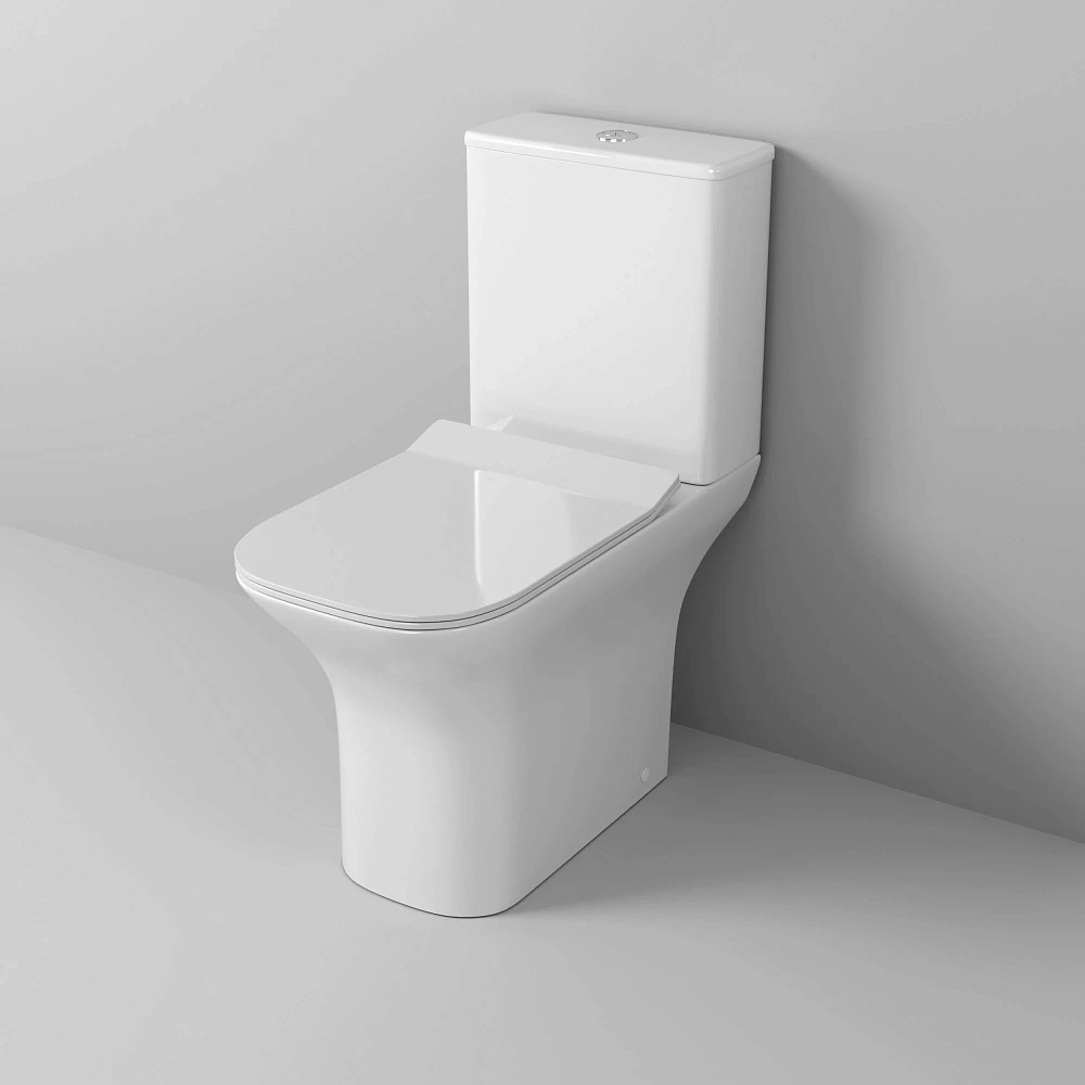 Унитаз напольный Grossman Classic GR-4464SQ (640х350х800) безободковый, белый с крышкой микролифт, смыв торнадо — Изображение 4
