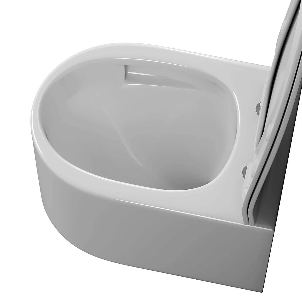 Унитаз подвесной Grossman Thin Rim GR-5606SQ (500х360х362) белый с крышкой микролифт, смыв торнадо — Изображение 5