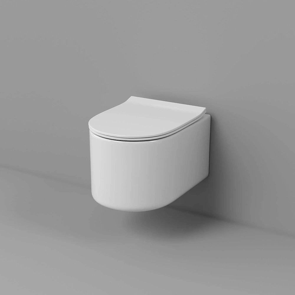 Унитаз подвесной Grossman Thin Rim GR-5606SQ (500х360х362) белый с крышкой микролифт, смыв торнадо — Изображение 7