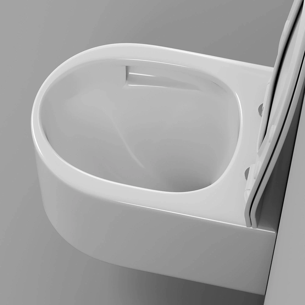 Унитаз подвесной Grossman Thin Rim GR-5606SQ (500х360х362) белый с крышкой микролифт, смыв торнадо — Изображение 9