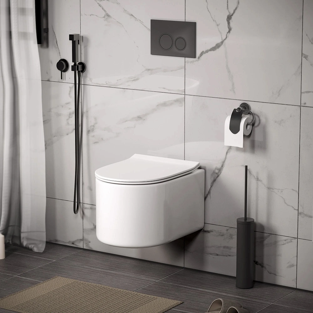 Унитаз подвесной Grossman Thin Rim GR-5606SQ (500х360х362) белый с крышкой микролифт, смыв торнадо — Изображение 10