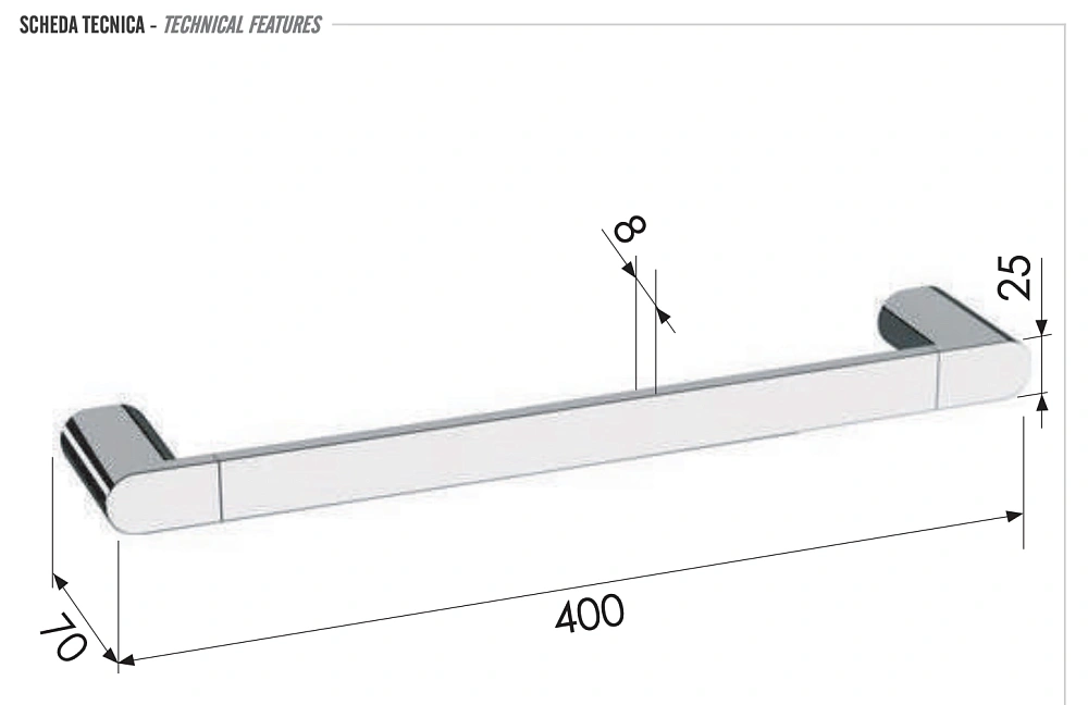 Полотенцедержатель Remer Lounge LN40GM 40 см, оружейная сталь — Изображение 2