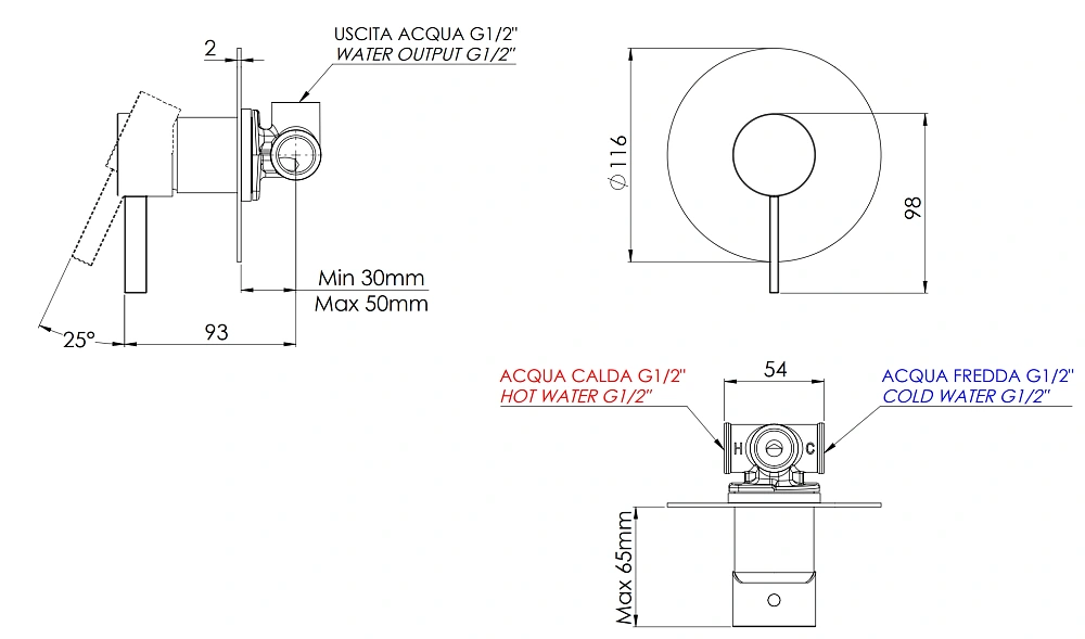 Смеситель для душа Remer Metrica MC30LHS латунь брашированная — Изображение 4