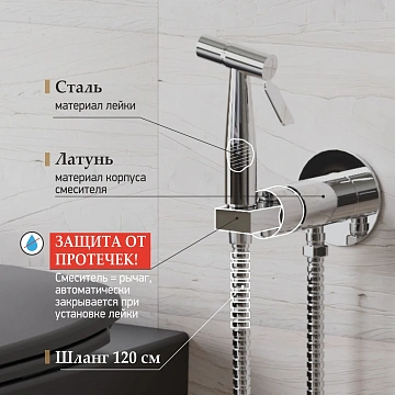 Гигиенический душ Paini Кастелло CACR442R встраиваемый, хром