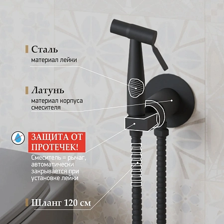 Гигиенический душ Paini Кастелло CAYO442R встраиваемый, черный Гигиенический душ Paini Кастелло CAYO442R встраиваемый, черный