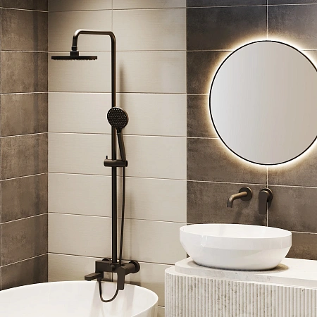 Душевая система Paini Viva Style P4YO687D250F3D110 поворотный излив, черный Душевая система Paini Viva Style P4YO687D250F3D110 поворотный излив, черный