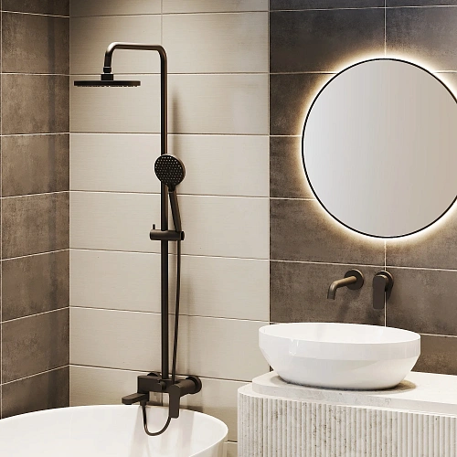 Душевая система Paini Viva Style P4YO687D250F3D110 поворотный излив, черный Душевая система Paini Viva Style P4YO687D250F3D110 поворотный излив, черный