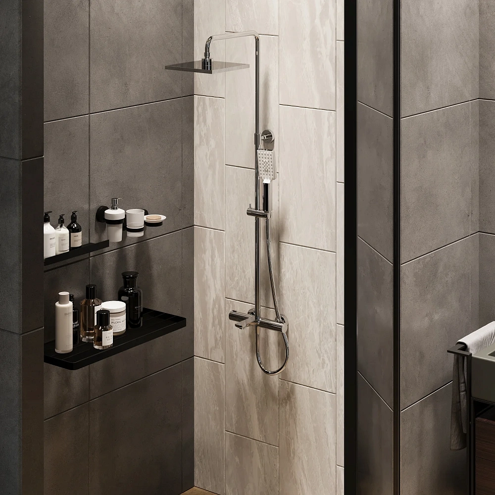 Душевая система Paini Nove 09CR687THQ250F3Q80 с термоcтатом, фиксированным изливом, хром — Изображение 3