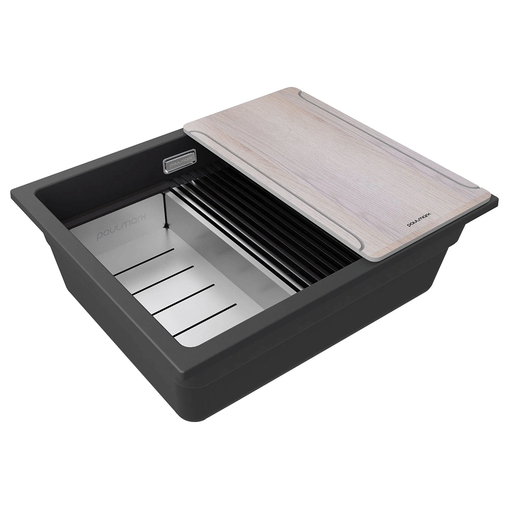 Кухонная мойка Paulmark LUMI-MULTI SINK 55 UNI IT-GRANIT LU-MULTI 55-AN антрацит 550х450 — Изображение 2
