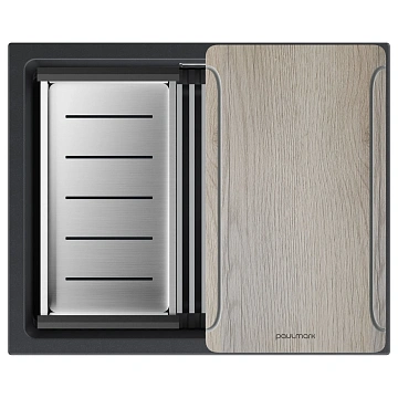 Кухонная мойка Paulmark LUMI-MULTI SINK 55 UNI IT-GRANIT LU-MULTI 55-BLM черный 550х450