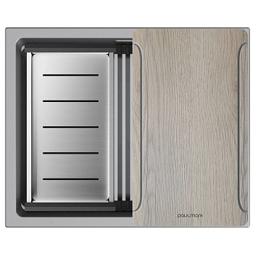 Кухонная мойка Paulmark LUMI-MULTI SINK 55 UNI IT-GRANIT LU-MULTI 55-GRM серый металлик 550х450