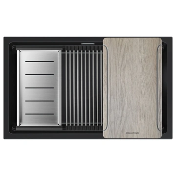 Кухонная мойка Paulmark LUMI-MULTI SINK 74 UNI IT-GRANIT LU-MULTI 74-BLM черный 740х450