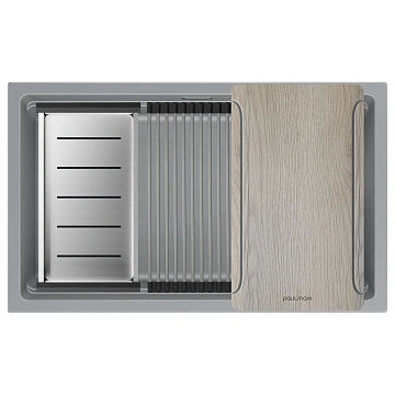 Кухонная мойка Paulmark LUMI-MULTI SINK 74 UNI IT-GRANIT LU-MULTI 74-GRM серый металлик 740х450