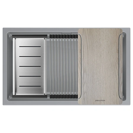 Кухонная мойка Paulmark LUMI-MULTI SINK 74 UNI IT-GRANIT LU-MULTI 74-GRM серый металлик 740х450 Кухонная мойка Paulmark LUMI-MULTI SINK 74 UNI IT-GRANIT LU-MULTI 74-GRM серый металлик 740х450