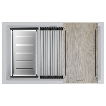 Кухонная мойка Paulmark LUMI-MULTI SINK 74 UNI IT-GRANIT LU-MULTI 74-WH белый 740х450