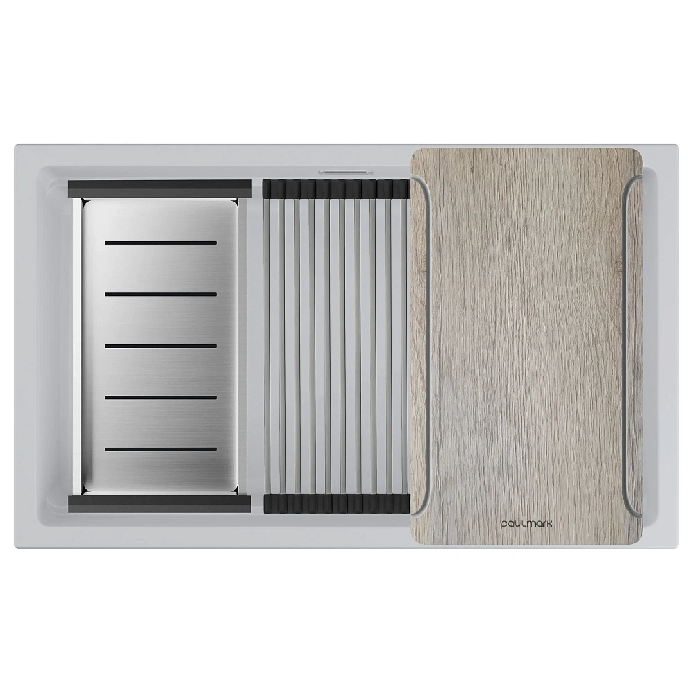Кухонная мойка Paulmark LUMI-MULTI SINK 74 UNI IT-GRANIT LU-MULTI 74-WH белый 740х450 — Изображение 1