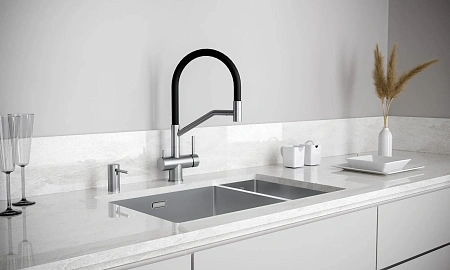Кухонная мойка Paulmark NEXT 69/2S UNI PM226944-BSL брашированная левая 690х440мм Кухонная мойка Paulmark NEXT 69/2S UNI PM226944-BSL брашированная левая 690х440мм