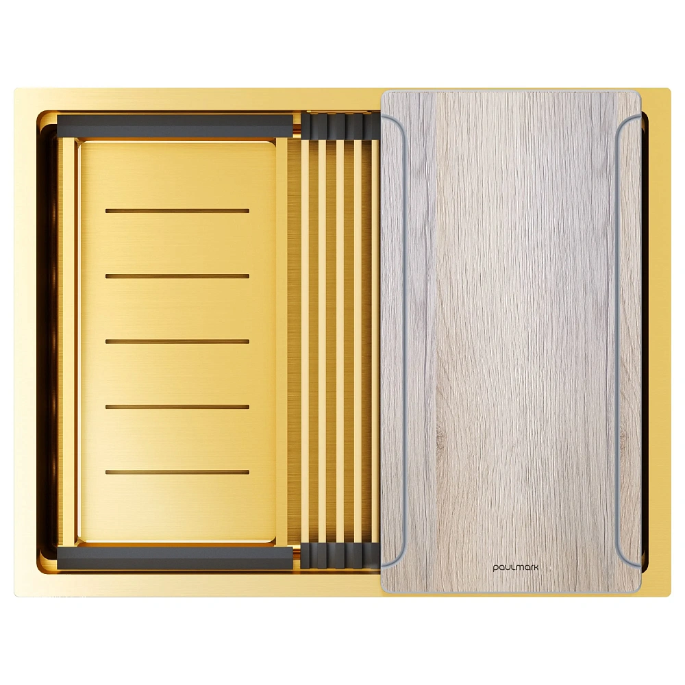 Кухонная мойка Paulmark NEXT-MULTI SINK 58 UNI PM785845-BG брашированное золото 580х450мм — Изображение 1