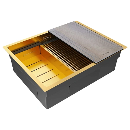 Кухонная мойка Paulmark NEXT-MULTI SINK 58 UNI PM785845-BG брашированное золото 580х450мм Кухонная мойка Paulmark NEXT-MULTI SINK 58 UNI PM785845-BG брашированное золото 580х450мм