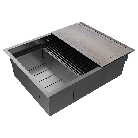 Кухонная мойка Paulmark NEXT-MULTI SINK 58 UNI PM785845-GM вороненая сталь 580х450мм Кухонная мойка Paulmark NEXT-MULTI SINK 58 UNI PM785845-GM вороненая сталь 580х450мм