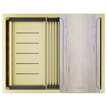 Кухонная мойка Paulmark NEXT-MULTI SINK 58 UNI PM785845-LG светлое золото 580х450мм
