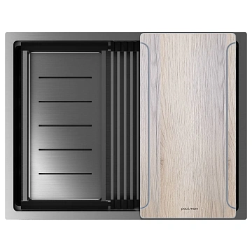 Кухонная мойка Paulmark NEXT-MULTI SINK 58-L UNI PM785845-L-GM вороненая сталь 580х450мм