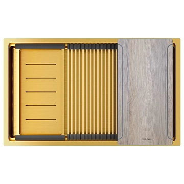 Кухонная мойка Paulmark NEXT-MULTI SINK 74 UNI PM787445-BG брашированное золото 740х450мм