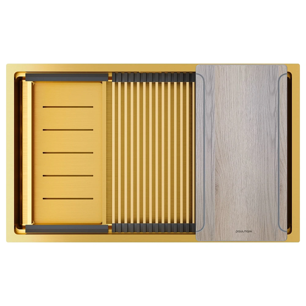 Кухонная мойка Paulmark NEXT-MULTI SINK 74 UNI PM787445-BG брашированное золото 740х450мм — Изображение 1