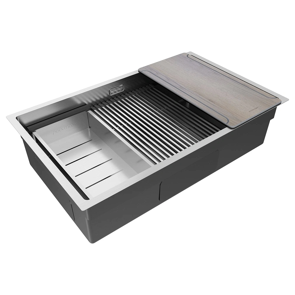 Кухонная мойка Paulmark NEXT-MULTI SINK 74 UNI PM787445-BS брашированная 740х450мм — Изображение 2