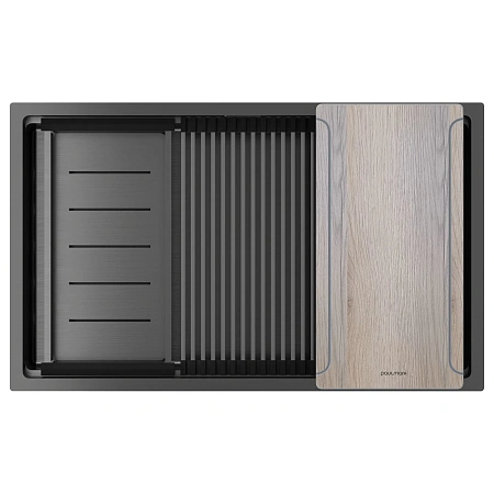 Кухонная мойка Paulmark NEXT-MULTI SINK 74 UNI PM787445-GM вороненая сталь 740х450мм