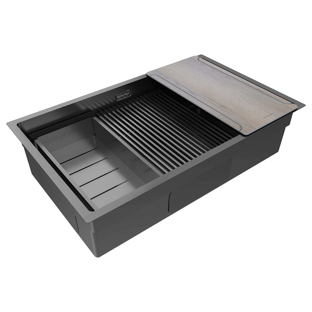 Кухонная мойка Paulmark NEXT-MULTI SINK 74 UNI PM787445-GM вороненая сталь 740х450мм — Изображение 2