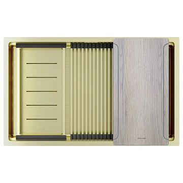 Кухонная мойка Paulmark NEXT-MULTI SINK 74 UNI PM787445-LG светлое золото 740х450мм
