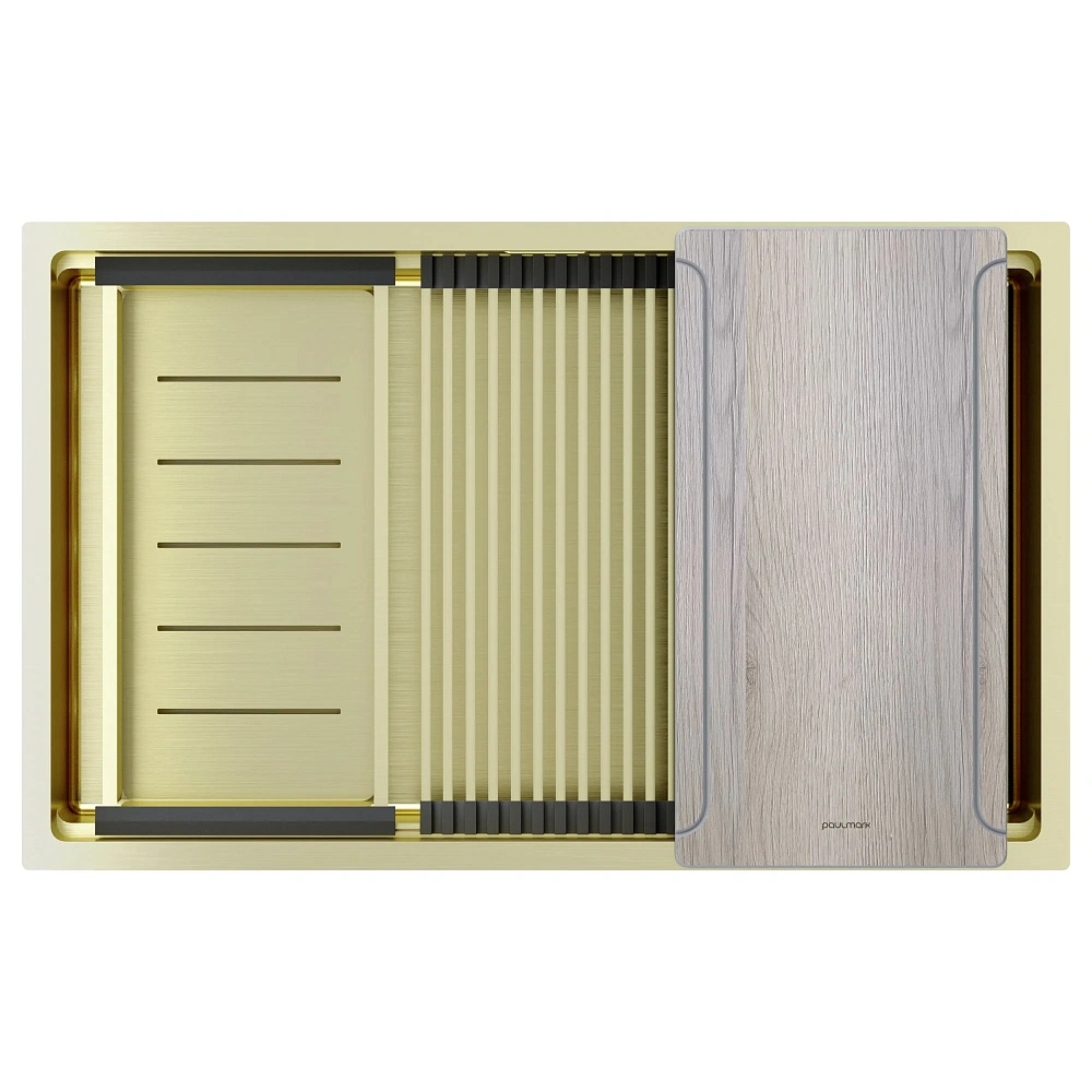 Кухонная мойка Paulmark NEXT-MULTI SINK 74 UNI PM787445-LG светлое золото 740х450мм — Изображение 1