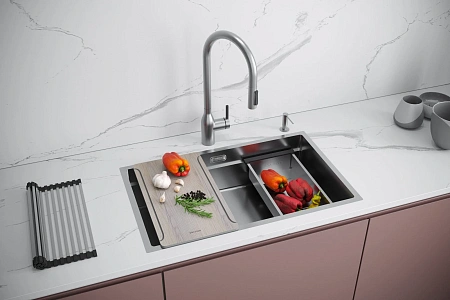 Кухонная мойка Paulmark NEXT-MULTI SINK 74-L UNI PM787445-L-BS брашированная сталь 740х450мм Кухонная мойка Paulmark NEXT-MULTI SINK 74-L UNI PM787445-L-BS брашированная сталь 740х450мм
