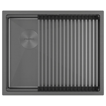 Кухонная мойка Paulmark NEXT-PRO 54-L UNI PM705445-L-GM вороненая сталь 540х450мм