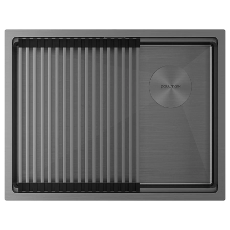 Кухонная мойка Paulmark NEXT-PRO 58 UNI PM705845-GM вороненая сталь 580х450мм Кухонная мойка Paulmark NEXT-PRO 58 UNI PM705845-GM вороненая сталь 580х450мм