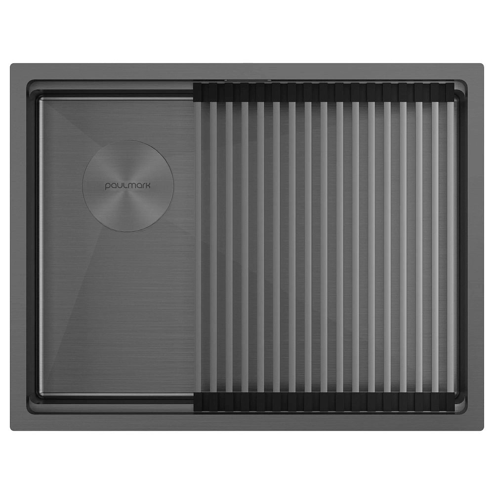Кухонная мойка Paulmark NEXT-PRO 58-L UNI PM705845-L-GM вороненая сталь 580х450мм — Изображение 1