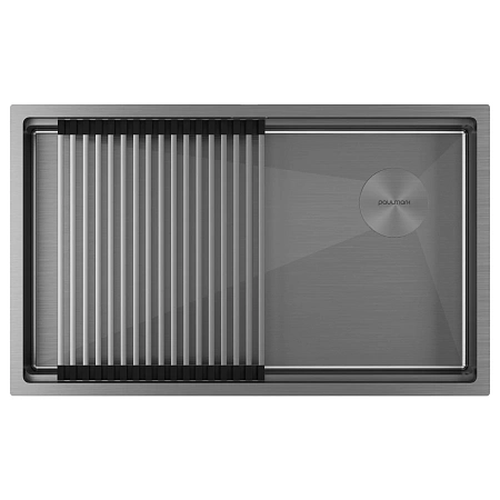Кухонная мойка Paulmark NEXT-PRO 74 UNI PM707445-GM вороненая сталь 740х450мм Кухонная мойка Paulmark NEXT-PRO 74 UNI PM707445-GM вороненая сталь 740х450мм