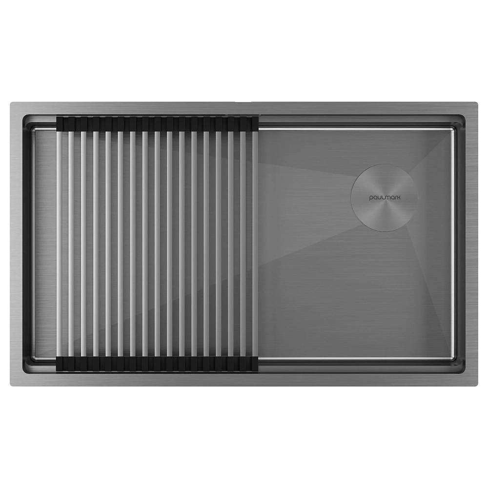 Кухонная мойка Paulmark NEXT-PRO 74 UNI PM707445-GM вороненая сталь 740х450мм — Изображение 1