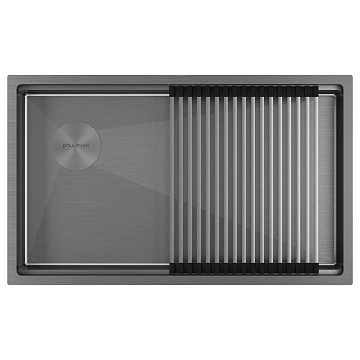Кухонная мойка Paulmark NEXT-PRO 74-L UNI PM707445-L-GM вороненая сталь 740х450мм