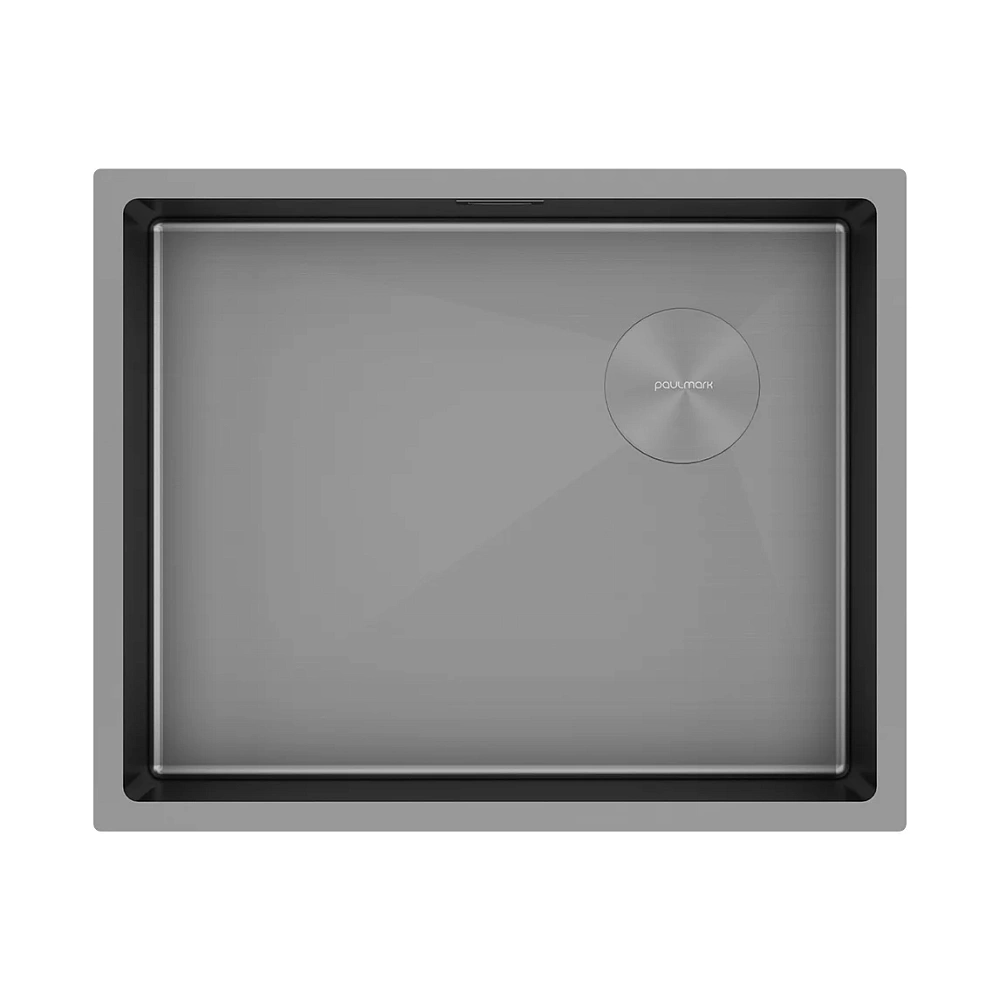 Кухонная мойка Paulmark NEXT-SKEW 54 UNI PM885444-GM-M матовая вороненая сталь 540х440мм — Изображение 1