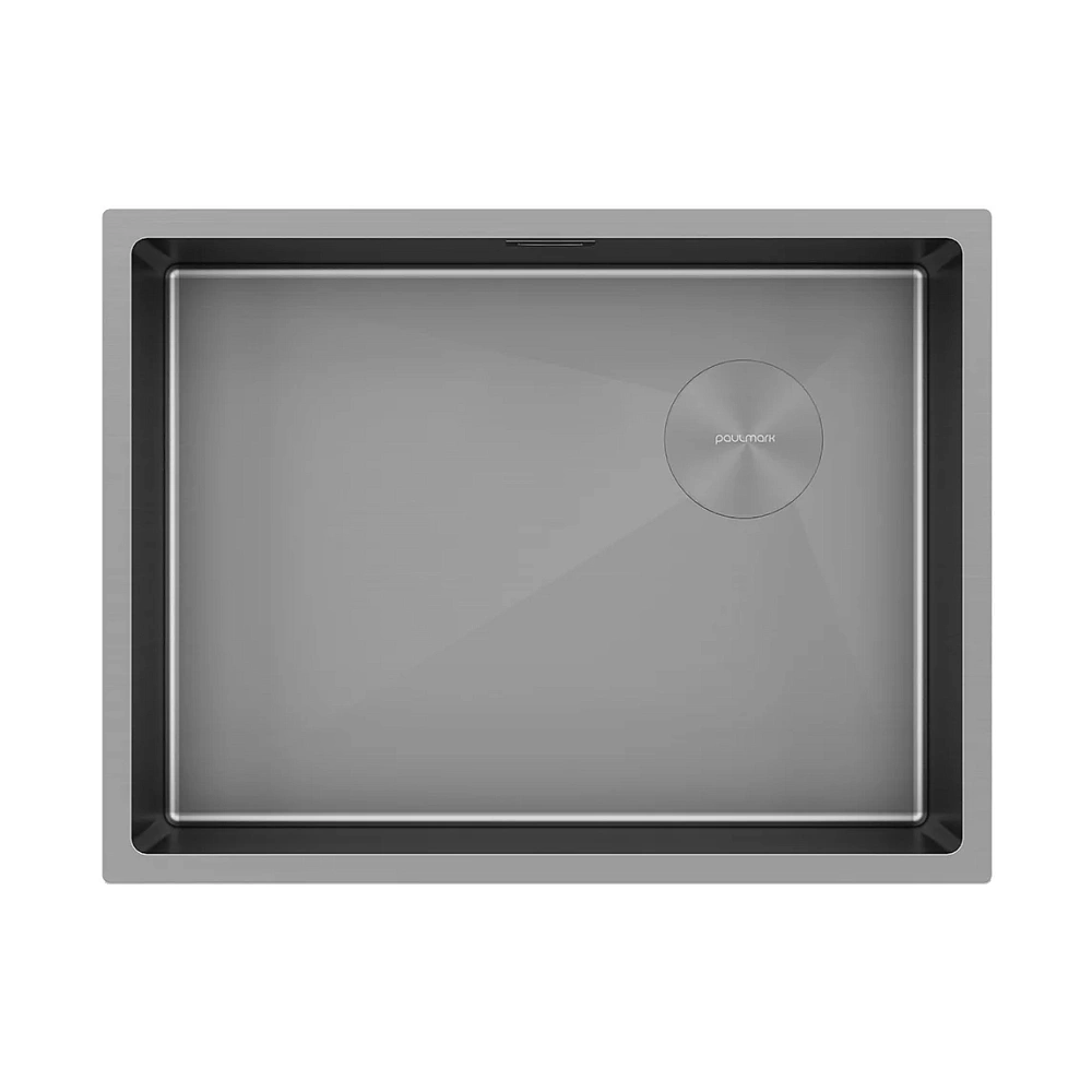 Кухонная мойка Paulmark NEXT-SKEW 58 UNI PM885844-GM-M матовая вороненая сталь 580х440мм — Изображение 1