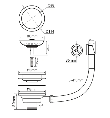 Сифон для кухни Paulmark PM6022-LG с круглым переливом, светлое золото Сифон для кухни Paulmark PM6022-LG с круглым переливом, светлое золото