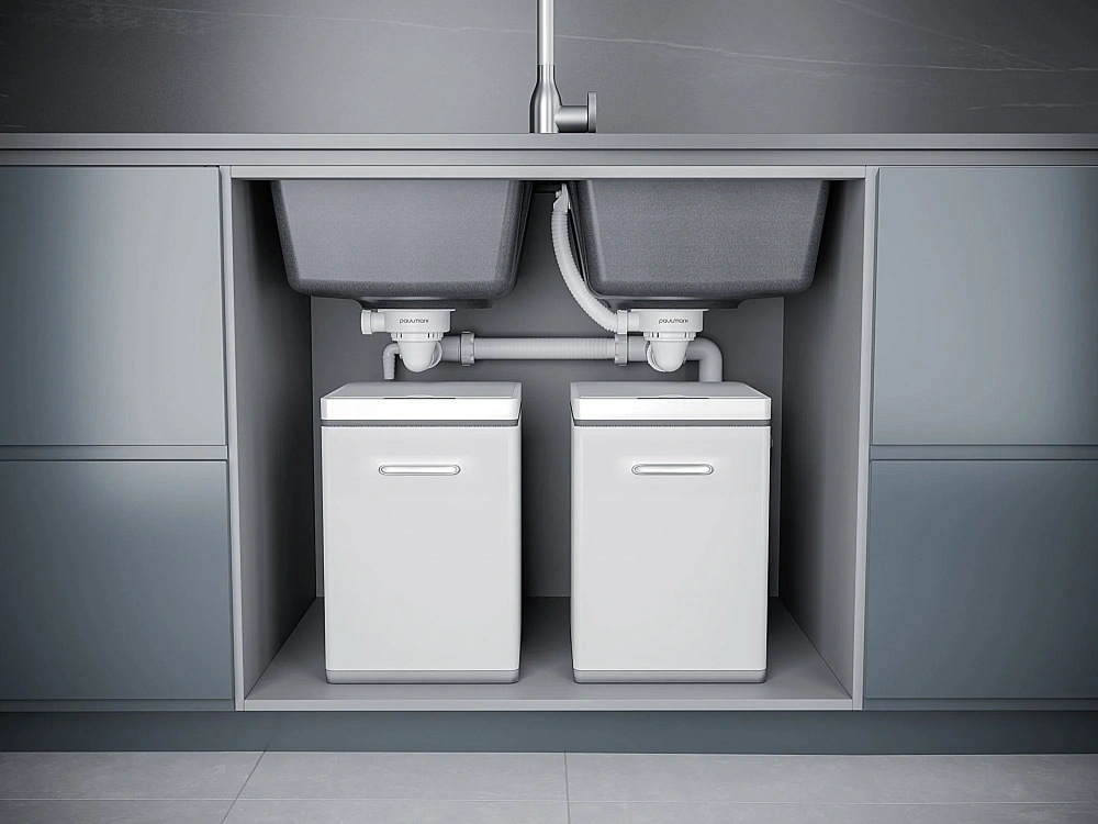 Сифон для кухни Paulmark Trust PM1023-CR телескопический двойной с круглым переливом, хром — Изображение 4