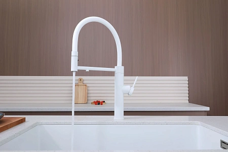 Смеситель для кухни Paulmark GANYMEDE Ga213199-WH белый матовый Смеситель для кухни Paulmark GANYMEDE Ga213199-WH белый матовый